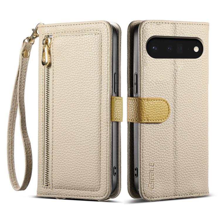 For Google Pixel 6 ESEBLE E11 Colorful Litchi Pattern Zipper Wallet Leather Phone Case(Khaki) by ESEBLE