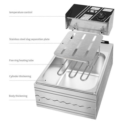 Multifunctional Commercial Stainless Steel Thick Electric Fryer Electric Boiler, Dual Cylinder 12L(EU Plug) by bashfashion