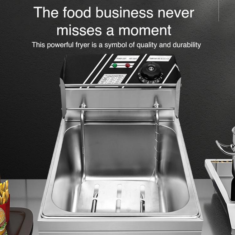 Multifunctional Commercial Stainless Steel Thick Electric Fryer Electric Boiler, Single Cylinder 6L+Temperature Limiter(UK Plug) by bashfashion