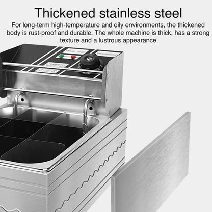Multifunctional Commercial Stainless Steel Thick Electric Fryer Electric Boiler, Single Cylinder Extended 12L+Timer(EU Plug) by bashfashion