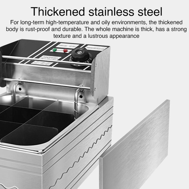 Multifunctional Commercial Stainless Steel Thick Electric Fryer Electric Boiler, Single Cylinder Dual-head 12L(US Plug) by bashfashion