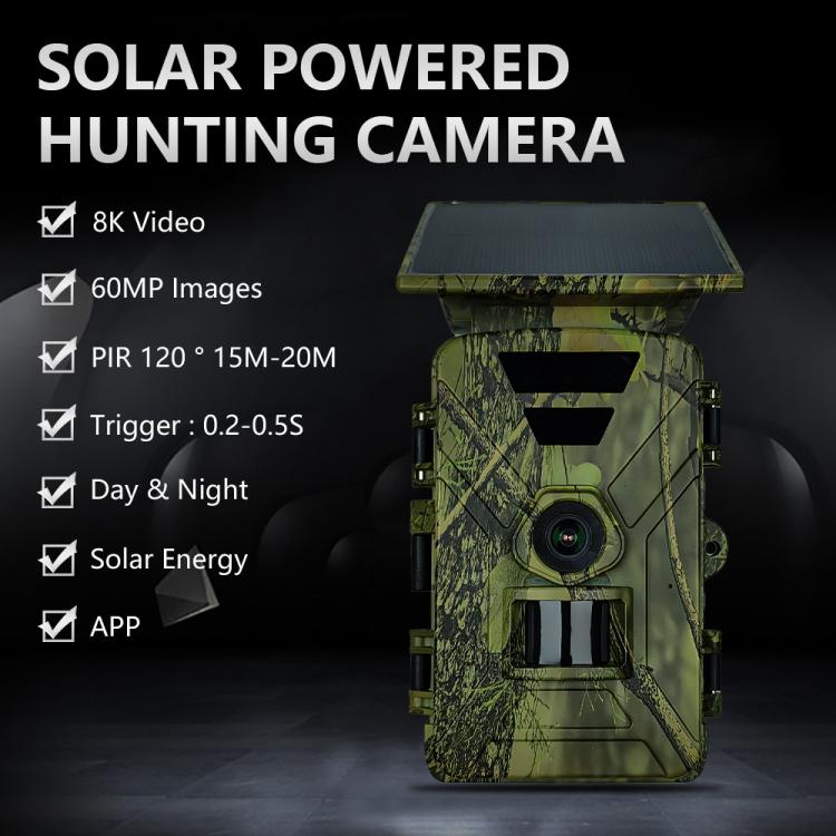 PR903G EU Version 5K HD Night Vision Infrared Hunting Camera with Solar Panel(Camouflage) by bashfashion