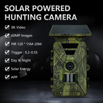 PR903G EU Version 5K HD Night Vision Infrared Hunting Camera with Solar Panel(Camouflage) by bashfashion