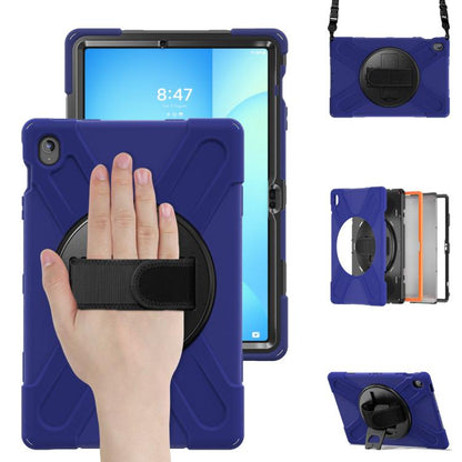 For Samsung Galaxy Tab S10 FE+ Rotatable Kickstand Grip Heavy Duty Hard Rugged Tablet Case(Navy Blue) by bashfashion