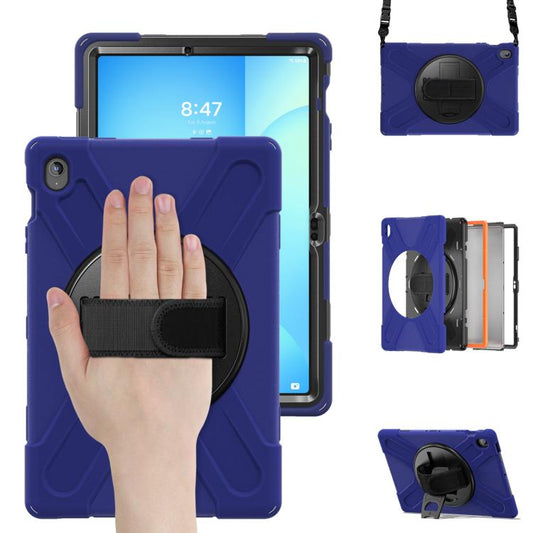 For Samsung Galaxy Tab S10 FE+ Rotatable Kickstand Grip Heavy Duty Hard Rugged Tablet Case(Navy Blue) by bashfashion
