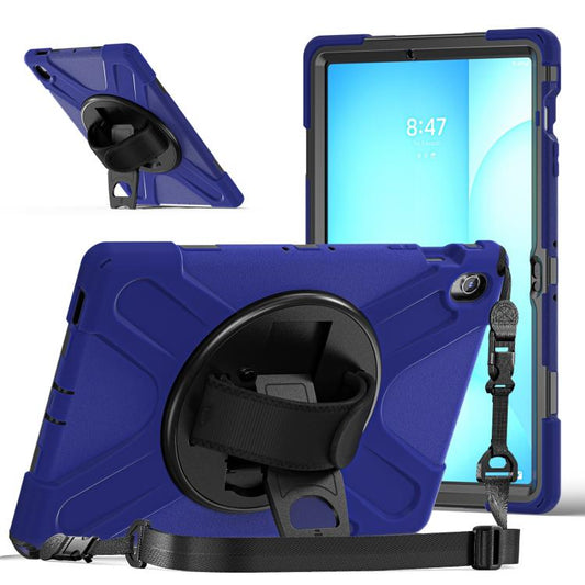 For Samsung Galaxy Tab S10 FE+ Rotatable Kickstand Grip Heavy Duty Hard Rugged Tablet Case(Navy Blue) by bashfashion