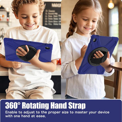 For Samsung Galaxy Tab S10 FE+ Rotatable Kickstand Grip Heavy Duty Hard Rugged Tablet Case(Navy Blue) by bashfashion