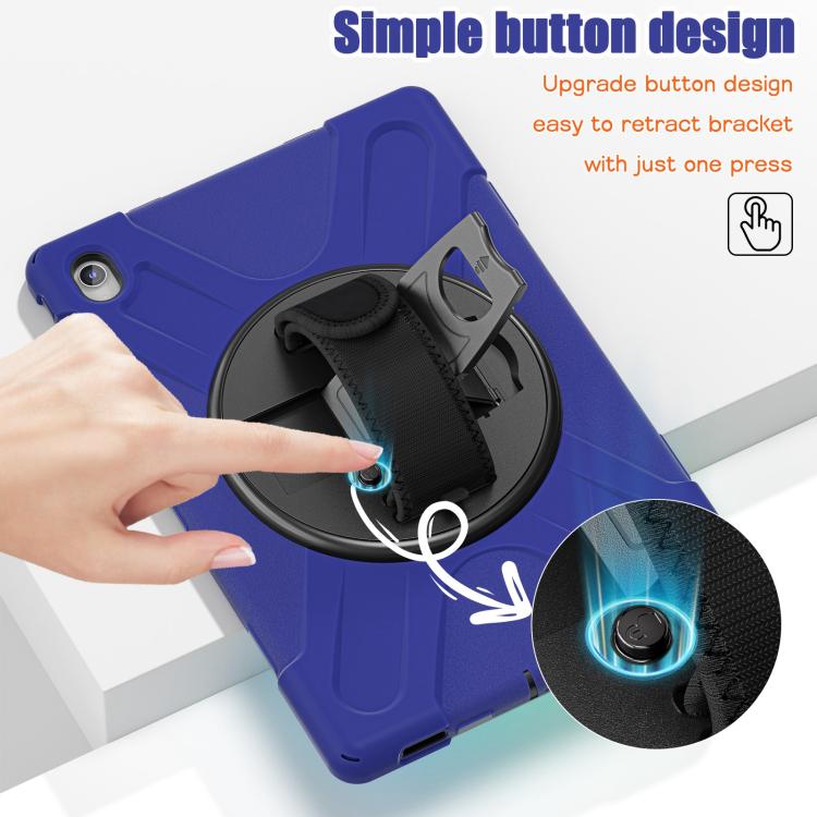 For Samsung Galaxy Tab S10 FE+ Rotatable Kickstand Grip Heavy Duty Hard Rugged Tablet Case(Navy Blue) by bashfashion