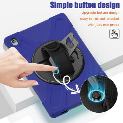 For Samsung Galaxy Tab S10 FE+ Rotatable Kickstand Grip Heavy Duty Hard Rugged Tablet Case(Navy Blue) by bashfashion