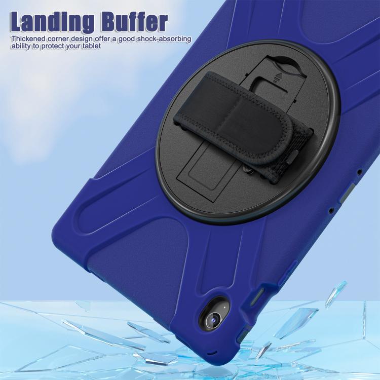 For Samsung Galaxy Tab S10 FE+ Rotatable Kickstand Grip Heavy Duty Hard Rugged Tablet Case(Navy Blue) by bashfashion