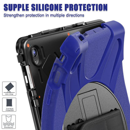 For Samsung Galaxy Tab S10 FE+ Rotatable Kickstand Grip Heavy Duty Hard Rugged Tablet Case(Navy Blue) by bashfashion