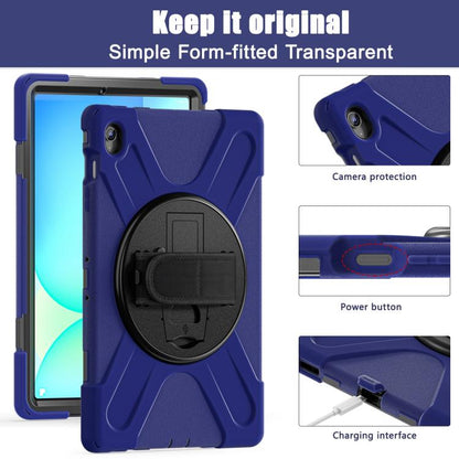 For Samsung Galaxy Tab S10 FE+ Rotatable Kickstand Grip Heavy Duty Hard Rugged Tablet Case(Navy Blue) by bashfashion