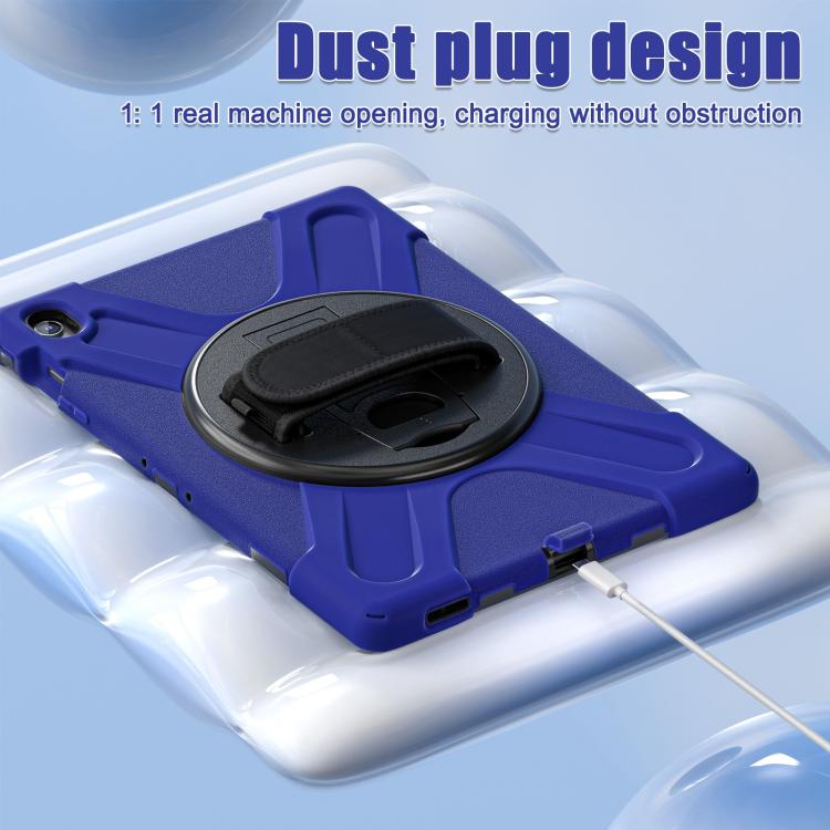 For Samsung Galaxy Tab S10 FE+ Rotatable Kickstand Grip Heavy Duty Hard Rugged Tablet Case(Navy Blue) by bashfashion