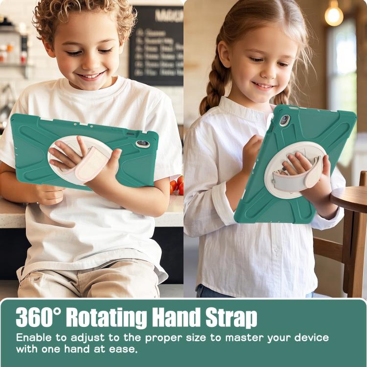 For Samsung Galaxy Tab S10 FE+ Rotatable Kickstand Grip Heavy Duty Hard Rugged Tablet Case(Emerald Green) by bashfashion