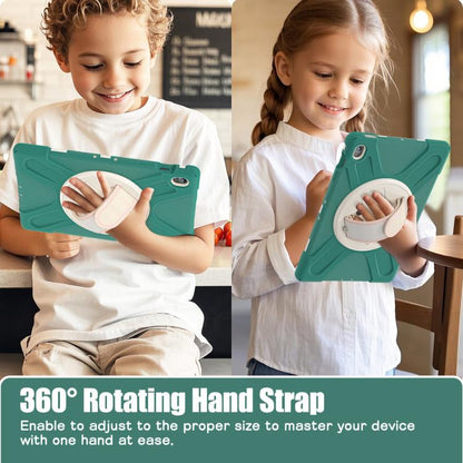 For Samsung Galaxy Tab S10 FE+ Rotatable Kickstand Grip Heavy Duty Hard Rugged Tablet Case(Emerald Green) by bashfashion