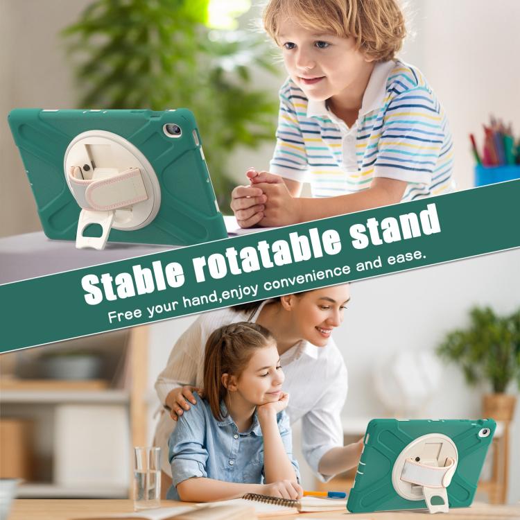 For Samsung Galaxy Tab S10 FE+ Rotatable Kickstand Grip Heavy Duty Hard Rugged Tablet Case(Emerald Green) by bashfashion