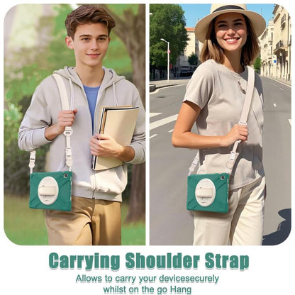 For Samsung Galaxy Tab S10 FE+ Rotatable Kickstand Grip Heavy Duty Hard Rugged Tablet Case(Emerald Green) by bashfashion