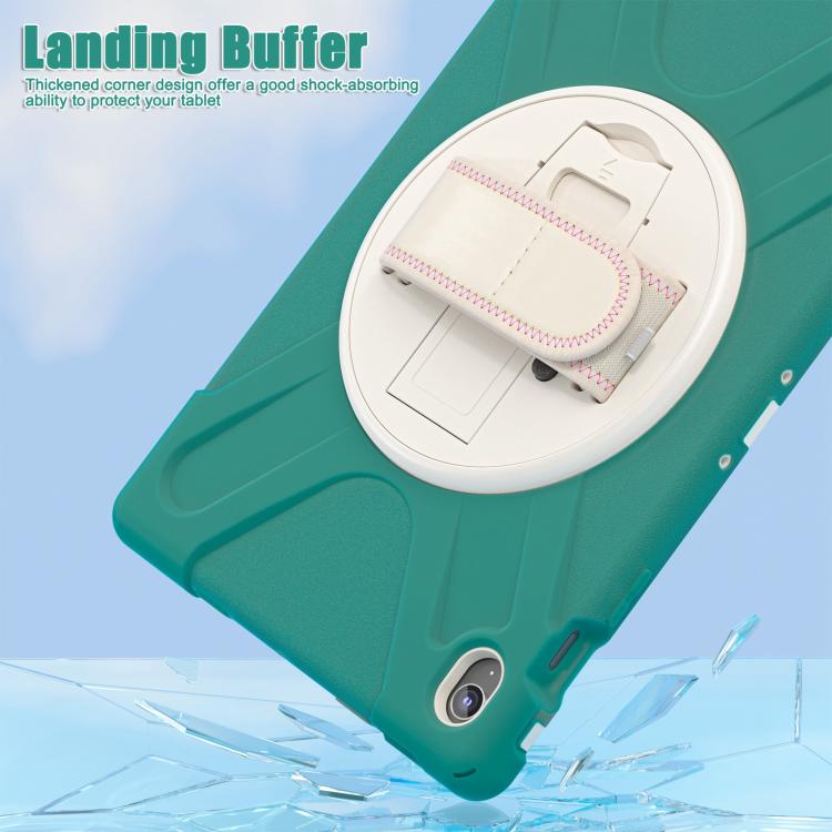 For Samsung Galaxy Tab S10 FE+ Rotatable Kickstand Grip Heavy Duty Hard Rugged Tablet Case(Emerald Green) by bashfashion