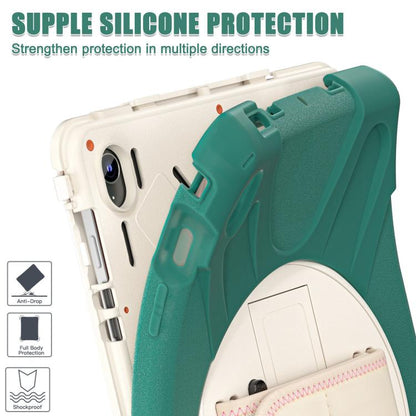 For Samsung Galaxy Tab S10 FE+ Rotatable Kickstand Grip Heavy Duty Hard Rugged Tablet Case(Emerald Green) by bashfashion