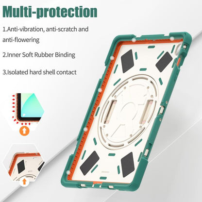 For Samsung Galaxy Tab S10 FE+ Rotatable Kickstand Grip Heavy Duty Hard Rugged Tablet Case(Emerald Green) by bashfashion