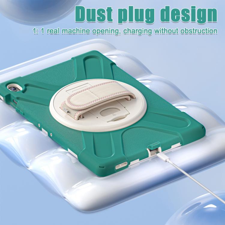 For Samsung Galaxy Tab S10 FE+ Rotatable Kickstand Grip Heavy Duty Hard Rugged Tablet Case(Emerald Green) by bashfashion