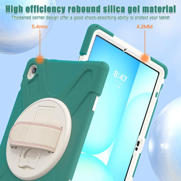 For Samsung Galaxy Tab S10 FE+ Rotatable Kickstand Grip Heavy Duty Hard Rugged Tablet Case(Emerald Green) by bashfashion