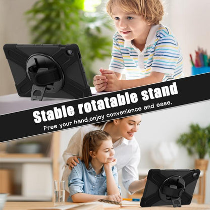 For Samsung Galaxy Tab S10 FE+ Rotatable Kickstand Grip Heavy Duty Hard Rugged Tablet Case(Black) by bashfashion