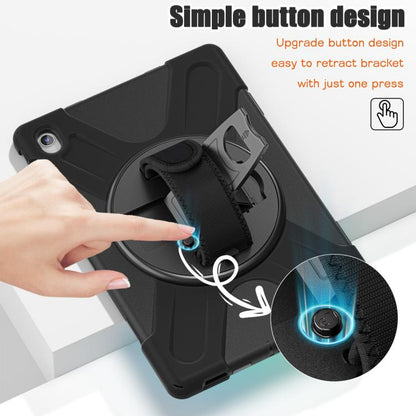 For Samsung Galaxy Tab S10 FE+ Rotatable Kickstand Grip Heavy Duty Hard Rugged Tablet Case(Black) by bashfashion
