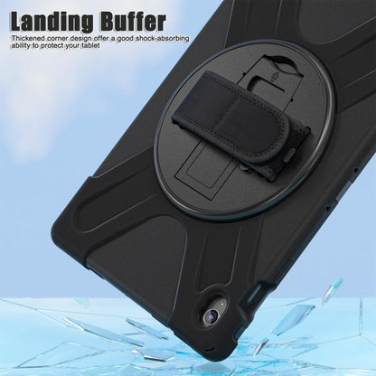 For Samsung Galaxy Tab S10 FE+ Rotatable Kickstand Grip Heavy Duty Hard Rugged Tablet Case(Black) by bashfashion