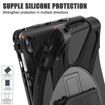 For Samsung Galaxy Tab S10 FE+ Rotatable Kickstand Grip Heavy Duty Hard Rugged Tablet Case(Black) by bashfashion