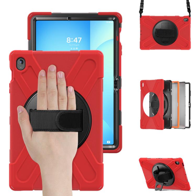 For Samsung Galaxy Tab S10 FE+ Rotatable Kickstand Grip Heavy Duty Hard Rugged Tablet Case(Red) by bashfashion