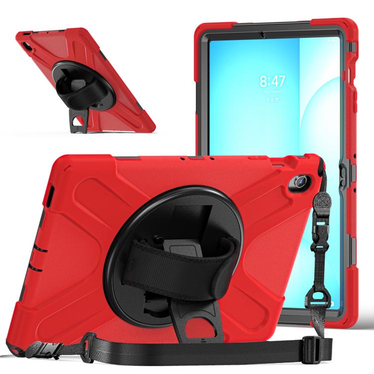For Samsung Galaxy Tab S10 FE+ Rotatable Kickstand Grip Heavy Duty Hard Rugged Tablet Case(Red) by bashfashion