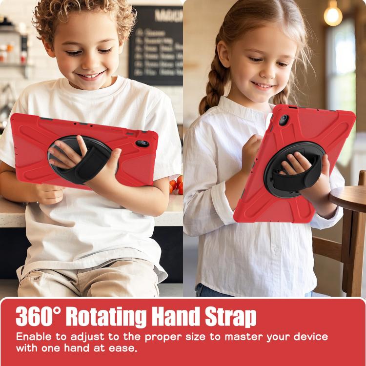 For Samsung Galaxy Tab S10 FE+ Rotatable Kickstand Grip Heavy Duty Hard Rugged Tablet Case(Red) by bashfashion