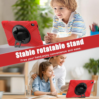 For Samsung Galaxy Tab S10 FE+ Rotatable Kickstand Grip Heavy Duty Hard Rugged Tablet Case(Red) by bashfashion