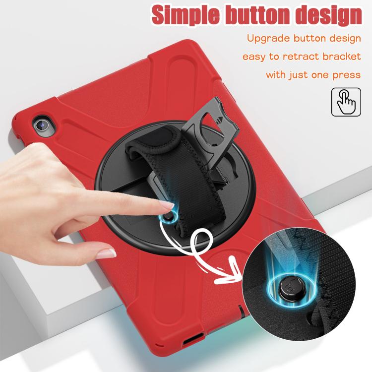 For Samsung Galaxy Tab S10 FE+ Rotatable Kickstand Grip Heavy Duty Hard Rugged Tablet Case(Red) by bashfashion