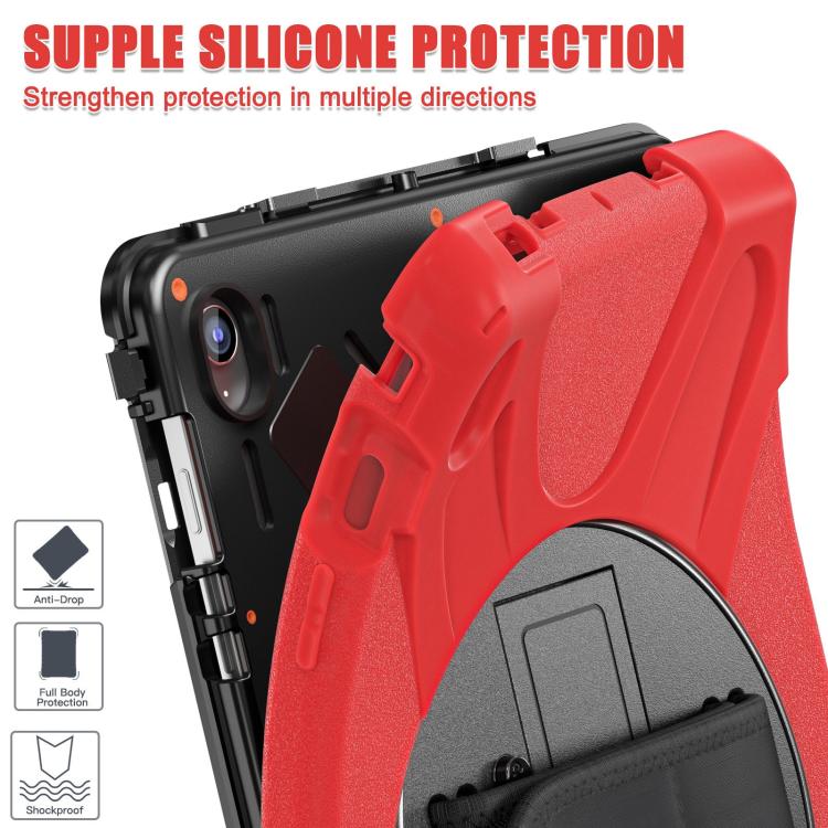 For Samsung Galaxy Tab S10 FE+ Rotatable Kickstand Grip Heavy Duty Hard Rugged Tablet Case(Red) by bashfashion