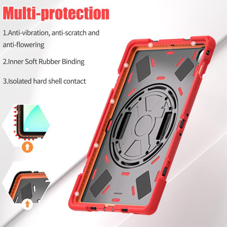 For Samsung Galaxy Tab S10 FE+ Rotatable Kickstand Grip Heavy Duty Hard Rugged Tablet Case(Red) by bashfashion