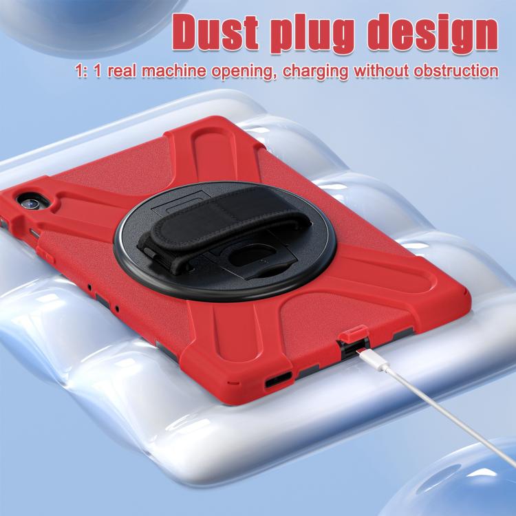 For Samsung Galaxy Tab S10 FE+ Rotatable Kickstand Grip Heavy Duty Hard Rugged Tablet Case(Red) by bashfashion