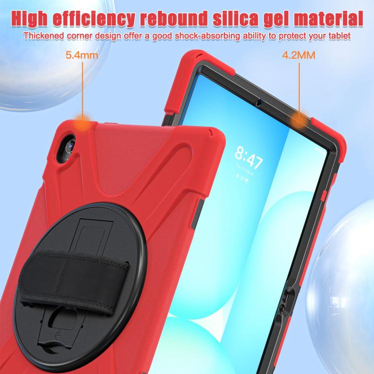 For Samsung Galaxy Tab S10 FE+ Rotatable Kickstand Grip Heavy Duty Hard Rugged Tablet Case(Red) by bashfashion