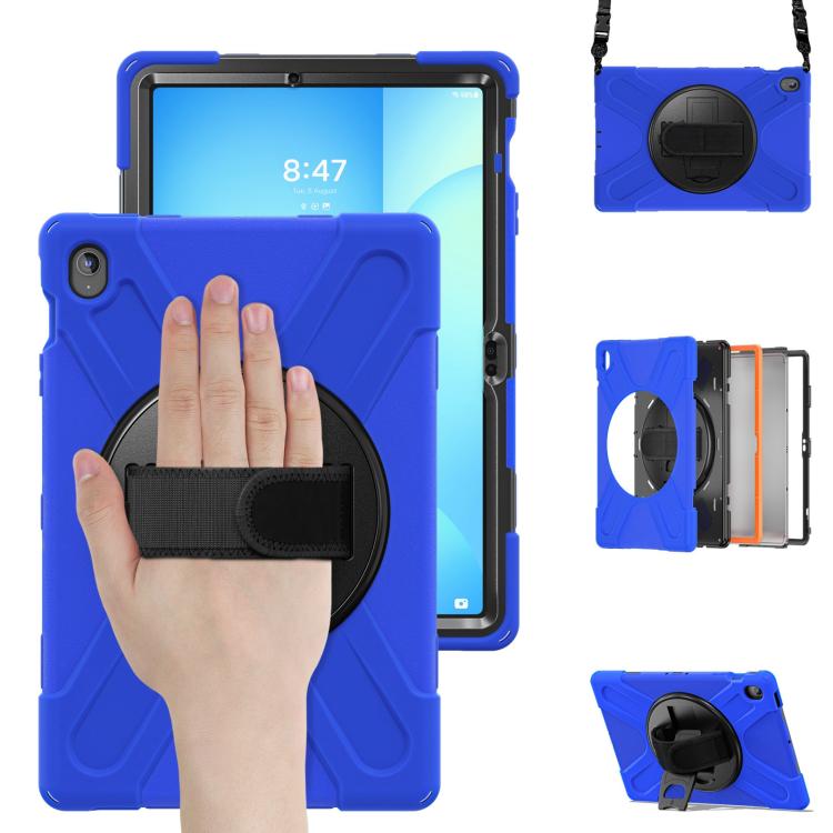 For Samsung Galaxy Tab S10 FE+ Rotatable Kickstand Grip Heavy Duty Hard Rugged Tablet Case(Blue) by bashfashion