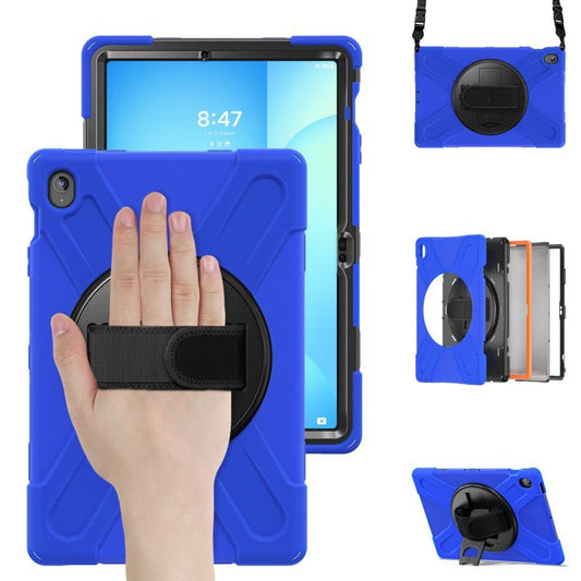 For Samsung Galaxy Tab S10 FE+ Rotatable Kickstand Grip Heavy Duty Hard Rugged Tablet Case(Blue) by bashfashion