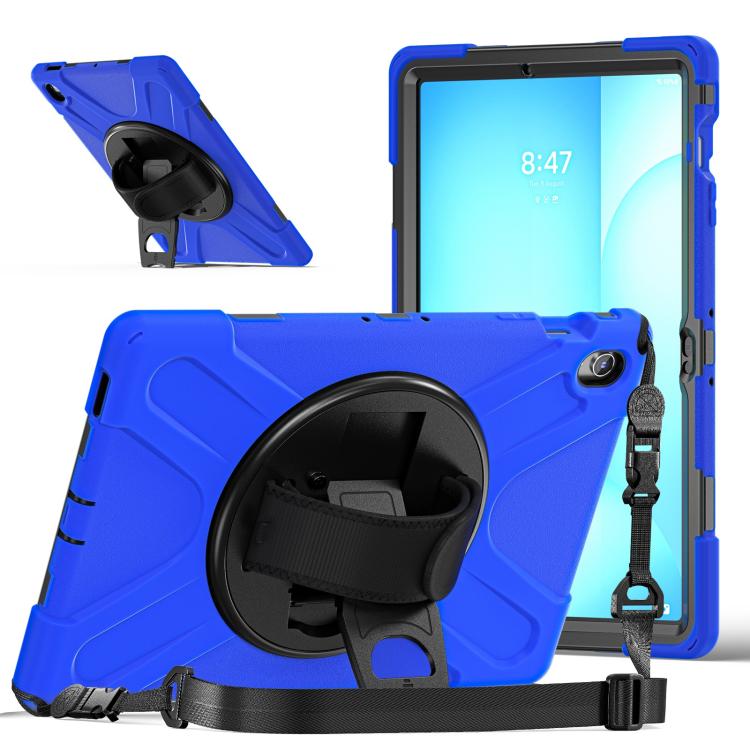 For Samsung Galaxy Tab S10 FE+ Rotatable Kickstand Grip Heavy Duty Hard Rugged Tablet Case(Blue) by bashfashion