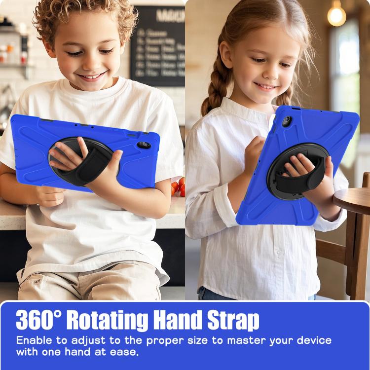 For Samsung Galaxy Tab S10 FE+ Rotatable Kickstand Grip Heavy Duty Hard Rugged Tablet Case(Blue) by bashfashion