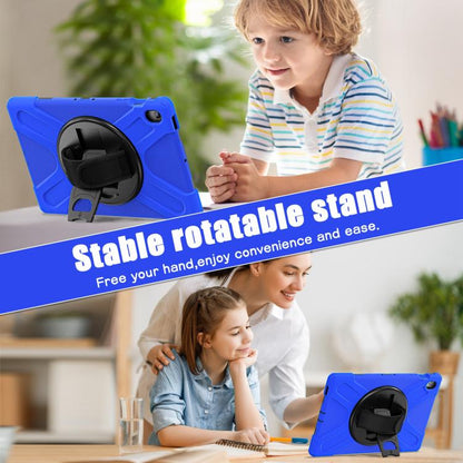 For Samsung Galaxy Tab S10 FE+ Rotatable Kickstand Grip Heavy Duty Hard Rugged Tablet Case(Blue) by bashfashion