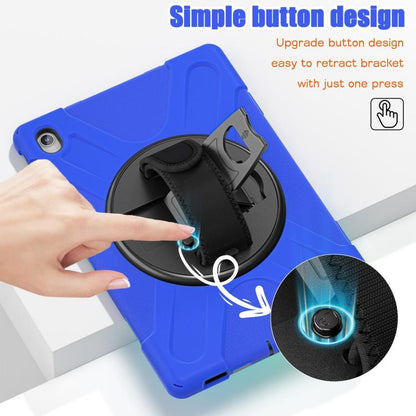 For Samsung Galaxy Tab S10 FE+ Rotatable Kickstand Grip Heavy Duty Hard Rugged Tablet Case(Blue) by bashfashion