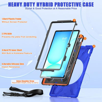 For Samsung Galaxy Tab S10 FE+ Rotatable Kickstand Grip Heavy Duty Hard Rugged Tablet Case(Blue) by bashfashion