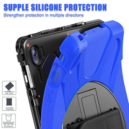 For Samsung Galaxy Tab S10 FE+ Rotatable Kickstand Grip Heavy Duty Hard Rugged Tablet Case(Blue) by bashfashion