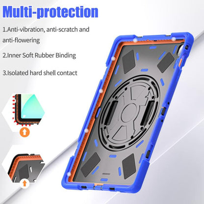 For Samsung Galaxy Tab S10 FE+ Rotatable Kickstand Grip Heavy Duty Hard Rugged Tablet Case(Blue) by bashfashion
