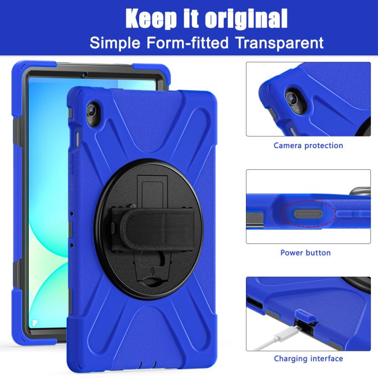 For Samsung Galaxy Tab S10 FE+ Rotatable Kickstand Grip Heavy Duty Hard Rugged Tablet Case(Blue) by bashfashion