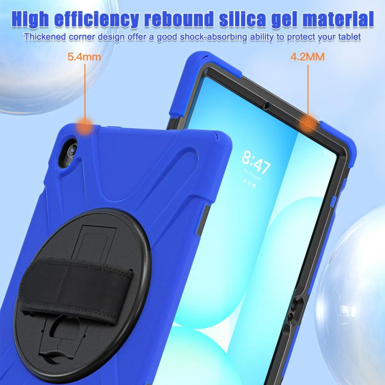 For Samsung Galaxy Tab S10 FE+ Rotatable Kickstand Grip Heavy Duty Hard Rugged Tablet Case(Blue) by bashfashion